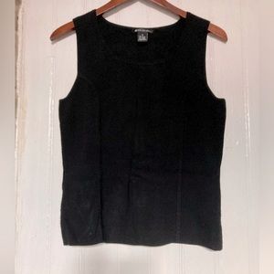 *3 for $20* Sleeveless black sweater, can be worn as vest or blouse, size M.